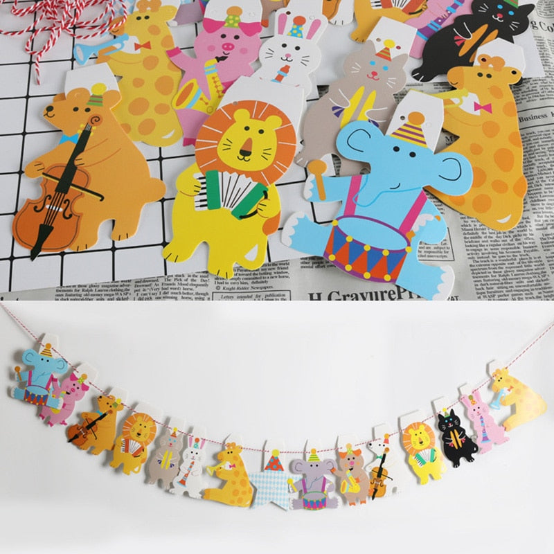 Qfdian Party decoration hot sale new Kids Birthday Party Decoration Kits Happy Birthday Banner Shark Flag Bunting Ballet Girl Unicorn Kindergarten Baby Shower Decor