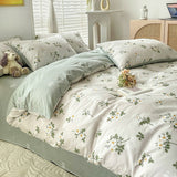 Ins Style Bedding Set Cotton Soft Flat Fitted Sheet Duvet Cover Pillowcase Floral Rabbit Boy Girls Home Textile Bedclothes