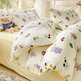 INS Pastoral Girls Flower Bedding Sets Washed Cotton Bed Linens Soft Quilt Cover Sheet Set Simple Bedspread Home Textiles