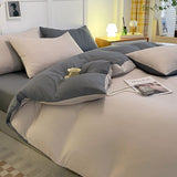 Ins Nordic Bedding Set Solid Color Simple Washable for Student Dormitory Single Double Size Soft Home Textile