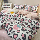 Cute Bear Duvet Cover Set with Flat Sheet Pillowcases Twin Double Queen Size Bed Linen Boys Girls Home Gift Bedding Textile