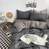 Black Bedding Set for Boys Girls Bedroom Washed Cotton Duvet Cover Pillowcase Bedspread Simple Fashion Bed Sheet Set Bed Linens
