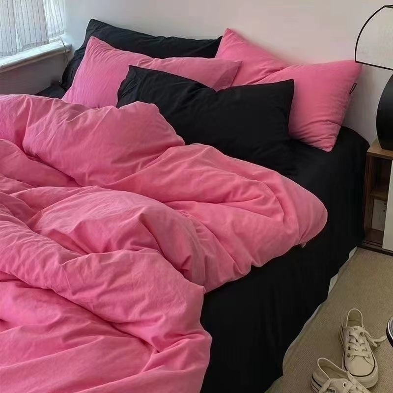 Qfdian Nordic Princess Purple Bedding Set Girls Boys Single Double Size Flat Sheet Duvet Cover Pillowcase Bed Linens Home Textile