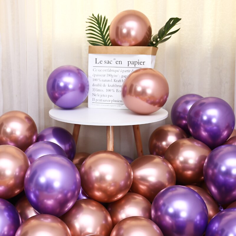 12pcs 5/10/12inch Metal Pearl Latex Balloons Chrome Glossy Metallic Colors Balloon Globos Gold Birthday Party Event Decoration