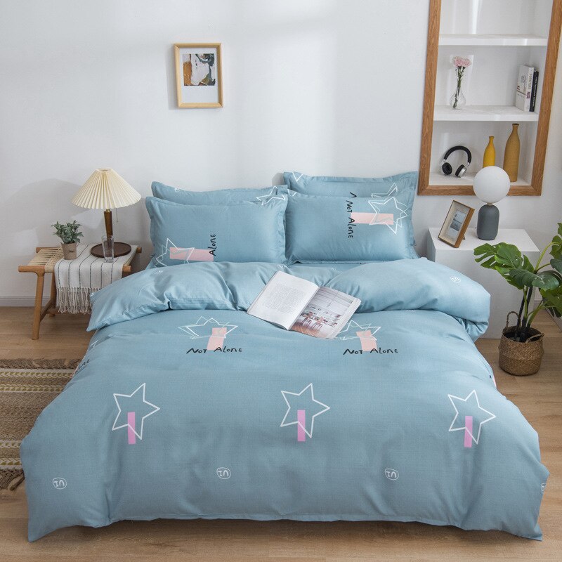 Qfdian Beddings Sets New Cotton Four-piece Set Thickened Brushed Bedding School Dormitory Three-piece Bedding Set Luxury Bed Linen