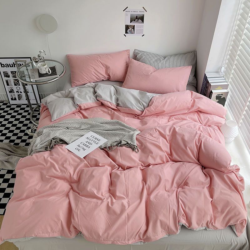 Korean Solid Color Duvet Cover Black Bedding Set Queen/King Size Quilt Covers 220*240 High Quality Plain Dyed Bed Sheet Set