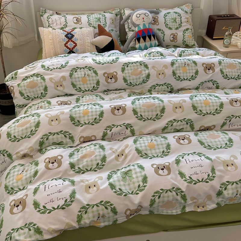 Cute Bedding Set Fashion Single Double Size Flat Sheet Duvet Cover Pillowcase Soft Microfiber Boys Girls Bed Linen