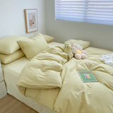 Nordic Ins Style Bedding Sets Solid Color Single Double Queen Size Duvet Cover Flat Sheet Pillowcases Hotel Home Bed Linen