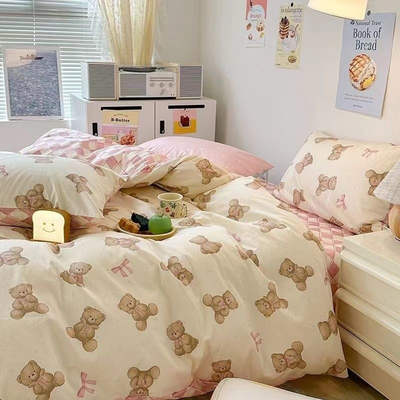 Ins Pastoral style Yellow Small Flowers Bedding Set Twin Queen Size Duvet Cover Flat Sheet Pillowcase Princess Girl Bed Linen