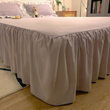Pink Ruffled Seersucker Duvet Cover Set 3/4pcs Soft Lightweight Down Alternative Grey Bedding Set with Bed Skirt and Pillowcases