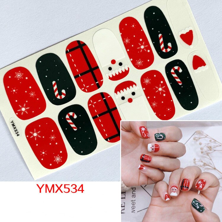 Qfdian christmas decor ideas nightmare before christmas 14tips Christmas Style Nail Art Sticker Snowflake Elk Decoration Waterproof Full Cover Wraps Decal DIY Manicure Sticker