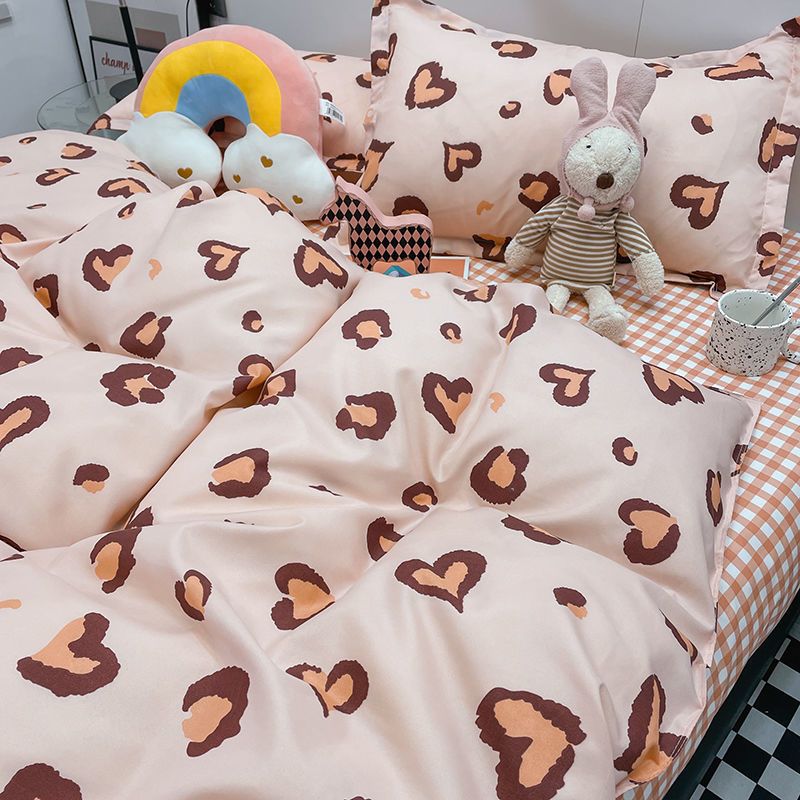 Soft Bedding Set Ins Style Twin Queen Size 2023 New Washable Duvet Cover Pillowcases Sheet for Boys Girls Dormitory Home Textile