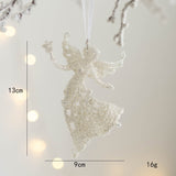 Qfdian christmas decor ideas nightmare before christmas Christmas White Glitter Angel Girl Pentagram Pendants Merry Christmas Tree Decorations For Home Xmas Ornaments Hanging Pendants