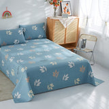 Qfdian Fashion Colorful Plaid Print Bed Sheet Set 100% Cotton Skin-friendly Single Double Bedsheet Sets Home Flat Sheet Pillow Covers