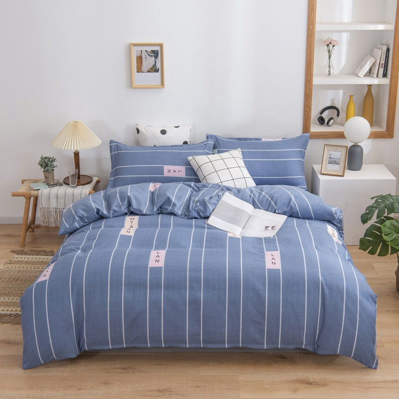 Qfdian Beddings Sets New Cotton Four-piece Set Thickened Brushed Bedding School Dormitory Three-piece Bedding Set Luxury Bed Linen