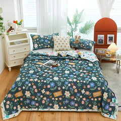 Cute Cotton Summer Quilt Floral Cartoon Double Side Air-conditioning Cool Comforter Breathable Blanket Kids Adult Thin Bed Cover