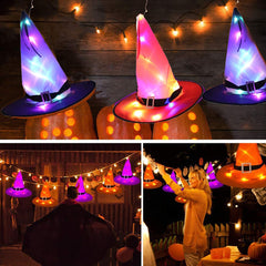 Qfdian halloween decorations halloween costumes Lighted Witch Hats Halloween Decorations Can Be Hung Tree Hanging Ornament Halloween Costume Cosplay Wicked Witch Supplies