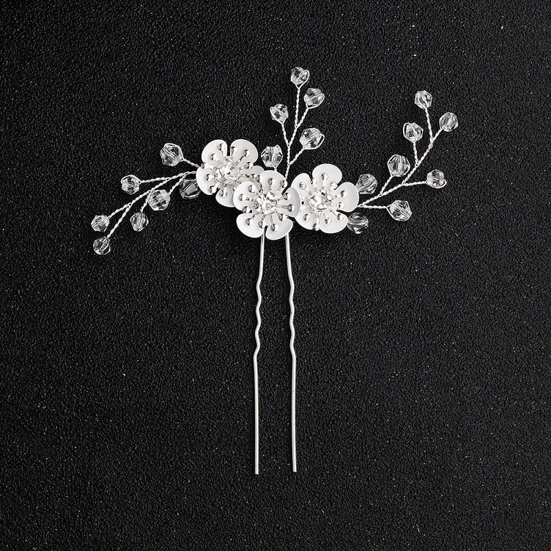 Qfdian gifts for women hot sale new U Shaped Red Rose Flower Hairpins Clips Headpieces Bride Wedding Hair Forks Decor Headdress Handmade Party Hair Accessories