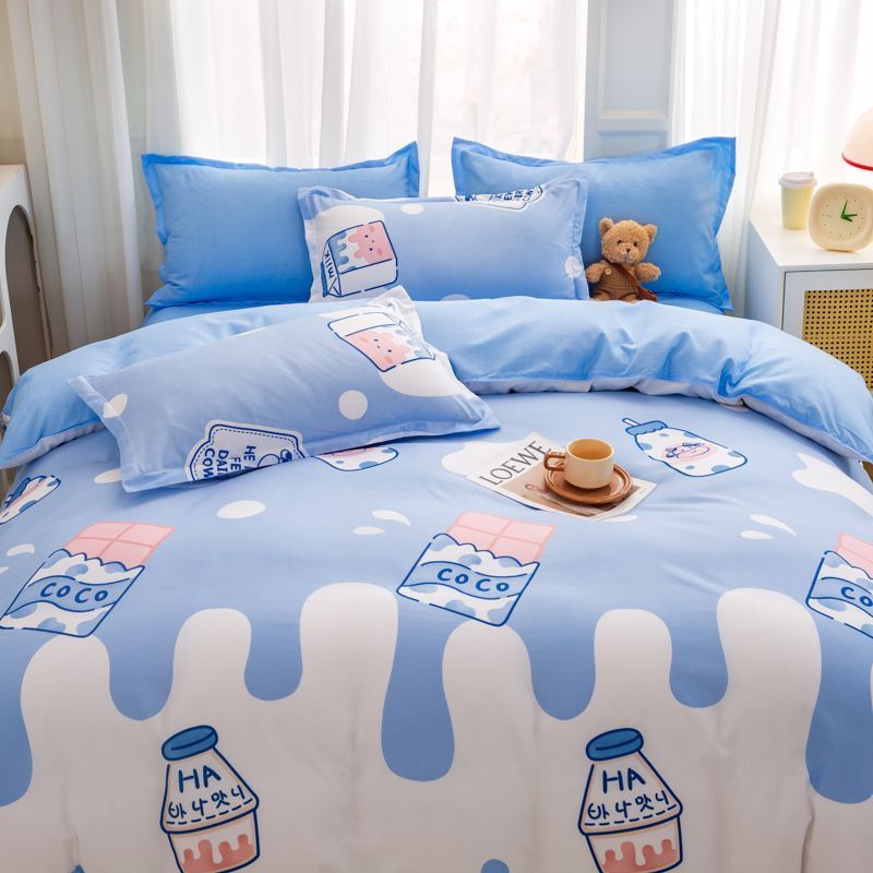 Grey Bedding Set Soft Duvet Cover Flat Sheet Pillowcase Bed Linens Single Full Dormitory Bedroom Home Textile