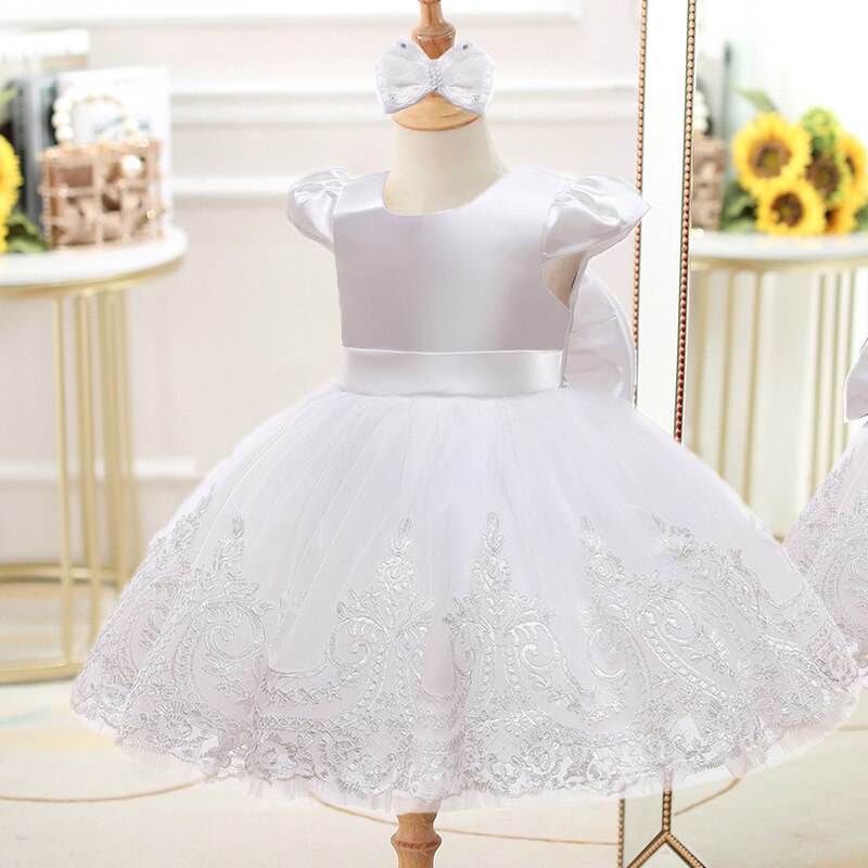 Qfdian halloween decorations halloween costumes halloween gifthalloween costumes christmas costumes  Wedding Princess Dress For Girls Kid Vestidos Birthday One Year Dress Party Baptism Bow Clothes For Newborn Christmas Costume