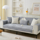 Qfdian Velvet Sofa Cover Thick Non-slip Slipcovers Solid Color Couch Cover For Living Room 1/2/3/4 Seat Universal Sofa Towel Mat Decor