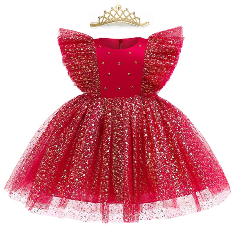 Qfdian halloween decorations halloween costumes halloween gifthalloween costumes christmas costumes Baptism Princess Dress Halloween Christmas Costume Kids Dress For Girls Birthday Evening Party Red Dress Flower Wedding Vestidos