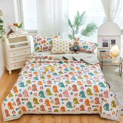 Cute Cotton Summer Quilt Floral Cartoon Double Side Air-conditioning Cool Comforter Breathable Blanket Kids Adult Thin Bed Cover