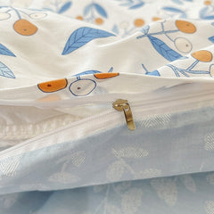 Ins Style Bedding Set Cotton Soft Flat Fitted Sheet Duvet Cover Pillowcase Floral Rabbit Boy Girls Home Textile Bedclothes