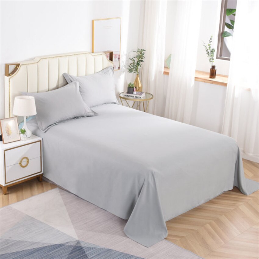 1pc Cotton Flat Sheet 19Solid Color Luxury Bed Sheets Soft Comfortable Bedsheet Single Queen King Size Bed Linens High Quality