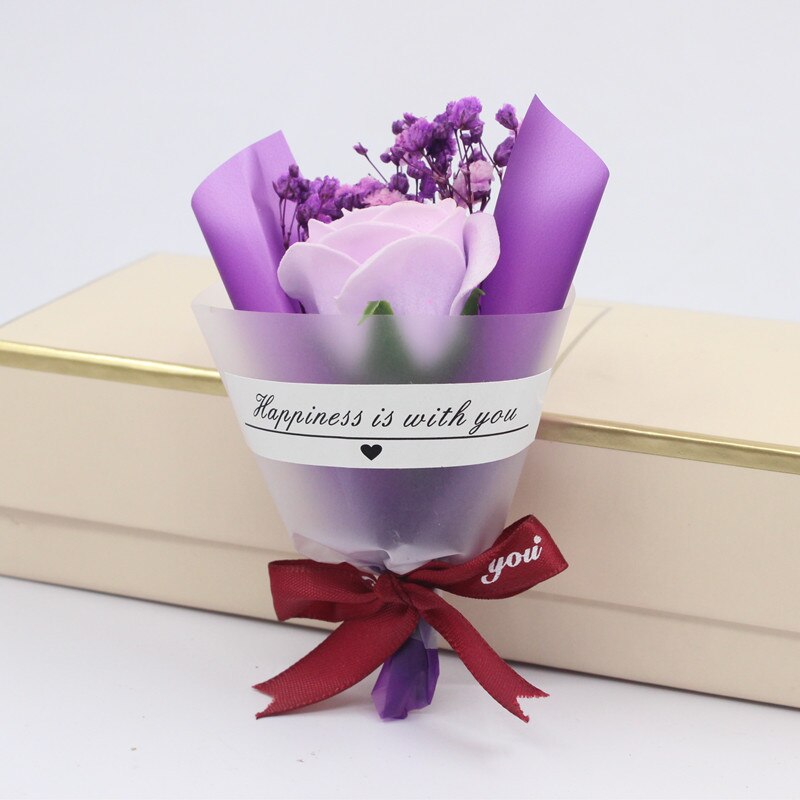 Qfdian Party decoration 5pcs Artificial Flower Valentine's Day Gifts Mini Gypsophila Bouquet  Box with Gift Immortal Soap Flower Wedding Gift for Guests