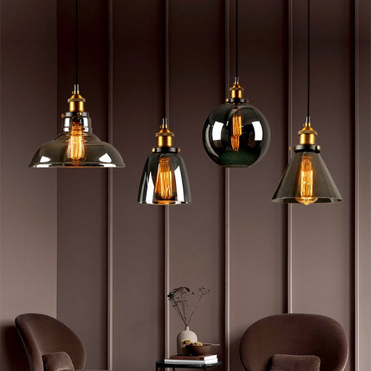 American Loft Pendant Lamp for Bar Bedroom Restaurant Bar Glass Retro Industrial Hanging Lights Fixture Lighting Home Indoor