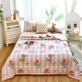 Floral Summer Quilt Cotton Material Washable Air-conditioning Cool Comforter Breathable Blanket Single Double Thin Bed Cover