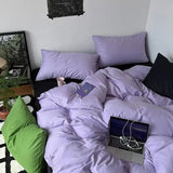 Qfdian Nordic Princess Purple Bedding Set Girls Boys Single Double Size Flat Sheet Duvet Cover Pillowcase Bed Linens Home Textile