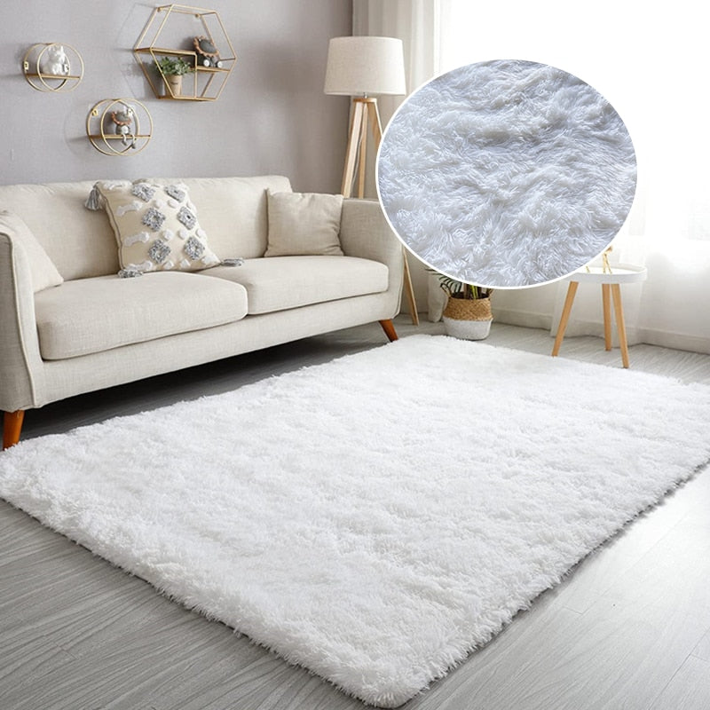 Furry Carpet Living Room Mat Modern Bedroom Nordic Style Decoration Carpet Large Size Black Gray White Non Slip Children's Rugs