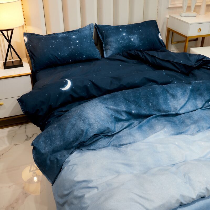 Starlit Sky Bedding Set Boys Girls Twin Queen Size Duvet Cover Flat Sheet Pillowcase Bed Linen Kids Adult Fashion Home Textile