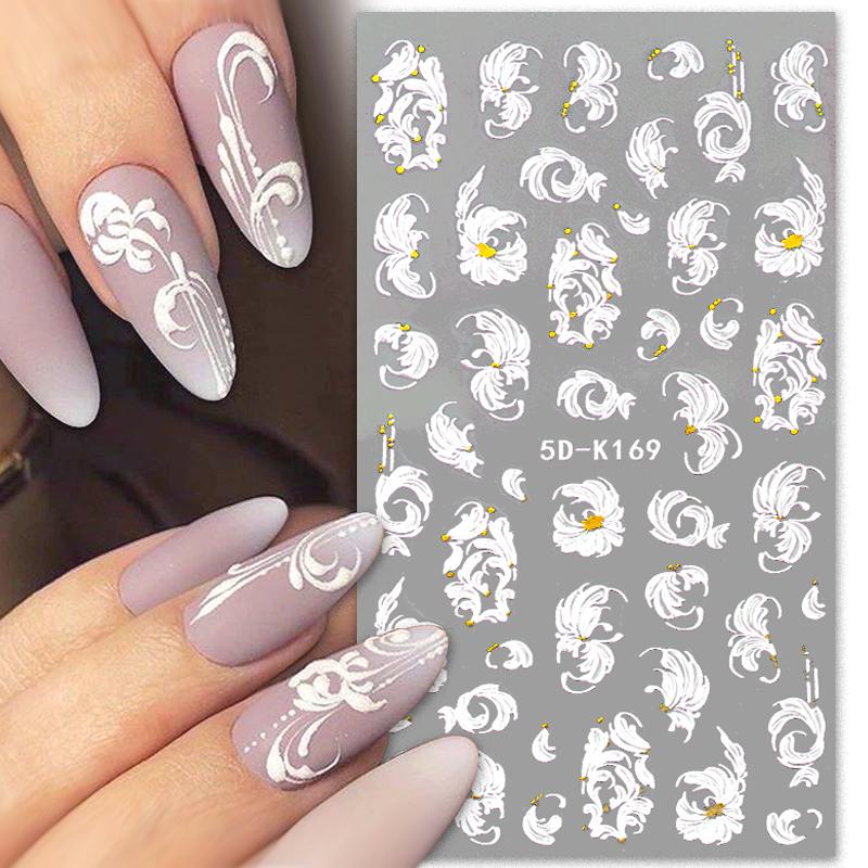 Qfdian christmas decor ideas nightmare before christmas 1PC 5D Nail Stickers Winter Santa Claus Self-Adhesive Slider Nail Art Decorations Christmas Snow Decals Manicure Accessories