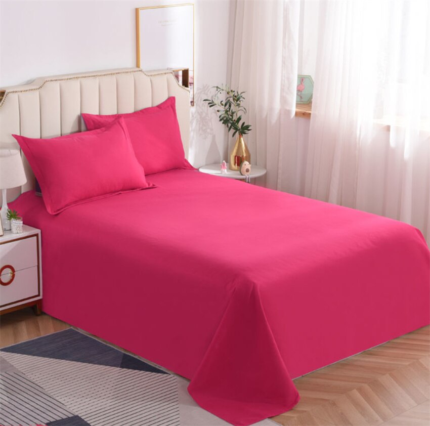 1pc Cotton Flat Sheet 19Solid Color Luxury Bed Sheets Soft Comfortable Bedsheet Single Queen King Size Bed Linens High Quality