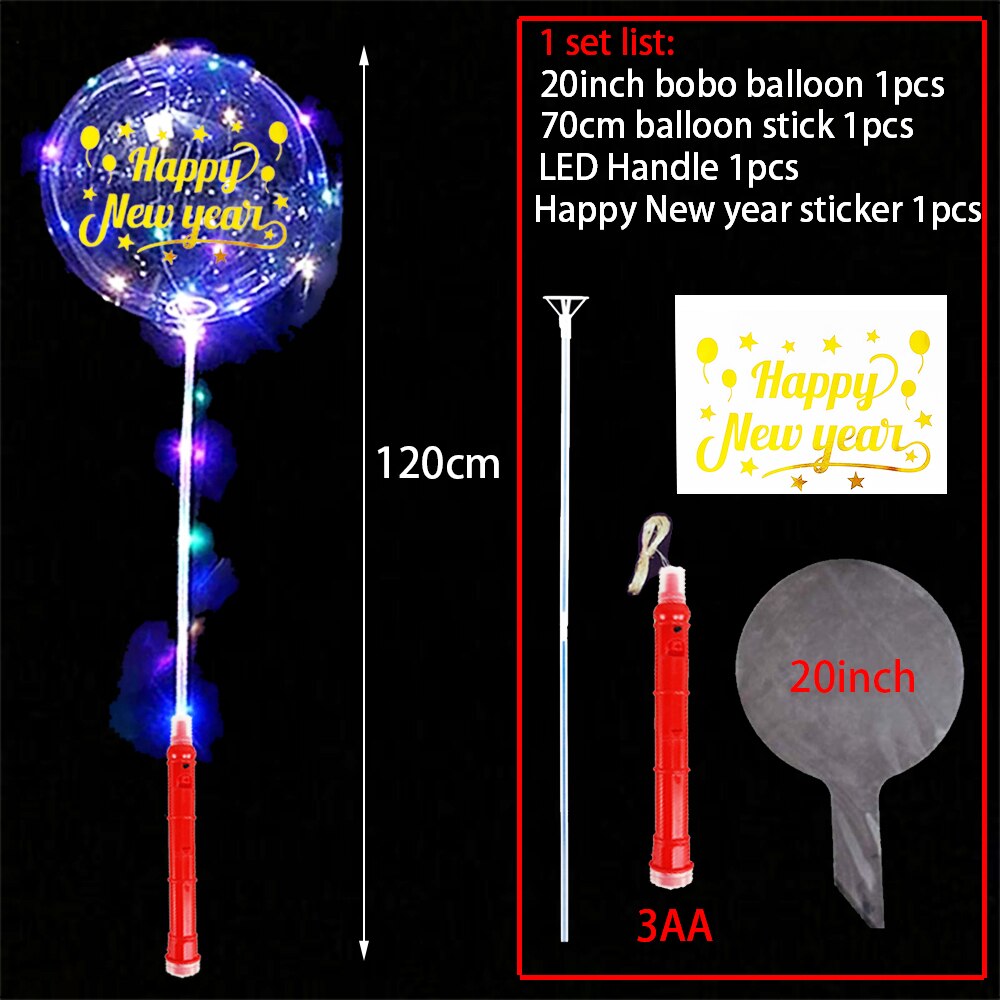 20 Inches Glow Clear Bubble Balloon LED Light Up BoBo Balloons for Baby Shower Christmas Birthday Party Wedding Decoration