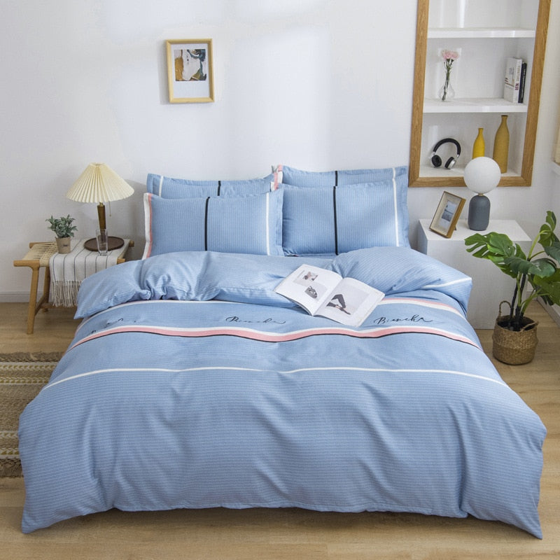 Qfdian Beddings Sets New Cotton Four-piece Set Thickened Brushed Bedding School Dormitory Three-piece Bedding Set Luxury Bed Linen