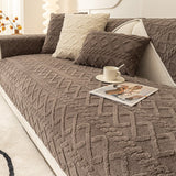Qfdian Plaid Plush Sofa Cover Non-slip Thickened Couch Cushion Sofa Towel Cover 1/2/3/4 Seat Sofa Covers Dust-proof Furniture Protector