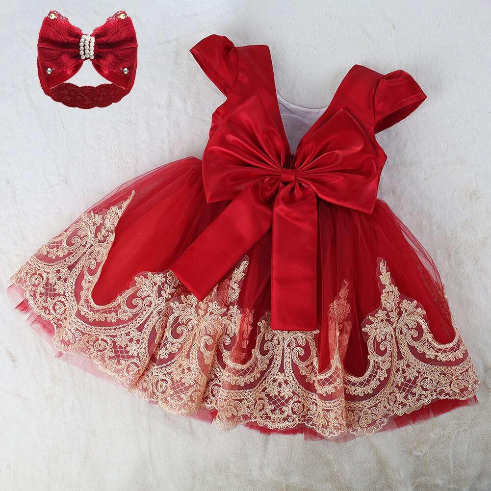 Qfdian halloween decorations halloween costumes halloween gifthalloween costumes christmas costumes  Wedding Princess Dress For Girls Kid Vestidos Birthday One Year Dress Party Baptism Bow Clothes For Newborn Christmas Costume