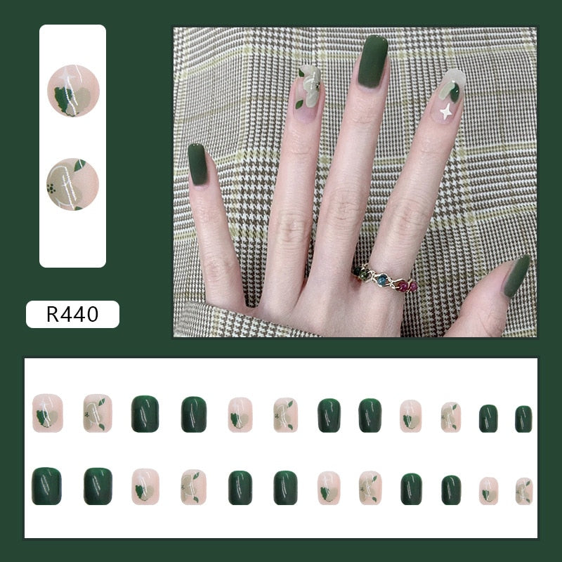 24PCS/Box 2023 New Artificial Nails With Glue Milky White Pink Gradients Long Ballet Full Cover Acrylic Nail Stick Fake Nail Tips