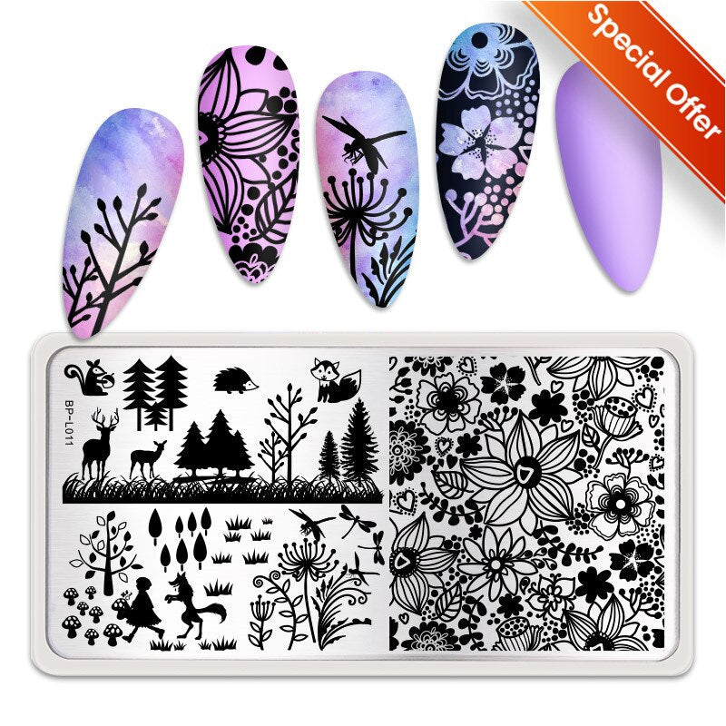 Qfdian Valentine Day Nail Stamping Plates Heart Love Animal Artist Stamping Template Nail Design Stencil Tools Manicure