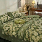 Romantic Bedding Set Floral Ins Style Duvet Cover Flat Sheet with Pillowcases Single Queen Full Size Boys Girls Korean Bed Linen