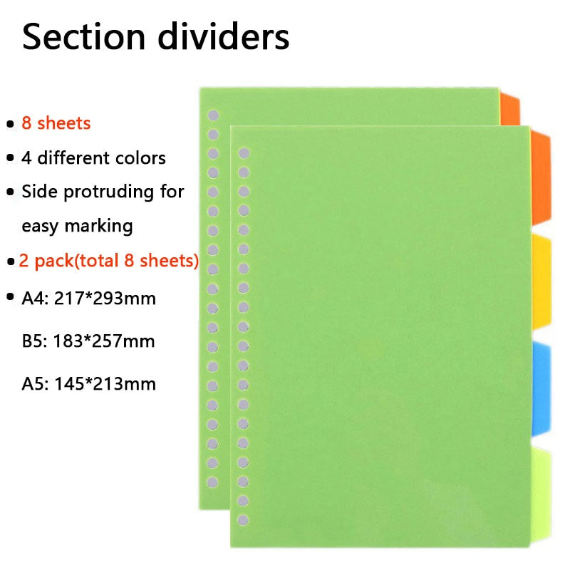 Qfdian Loose Leaf Notebook A4/A5/B5 Replaceable Refill Planner BUJO 6 styles Available Office School Supplies Stationery