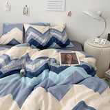 Classic Stripes Bedding Set Soft Pure Cotton Breathable Flat Sheet Duvet Cover Pillowcases Single Queen Size Dormitory Bed Linen