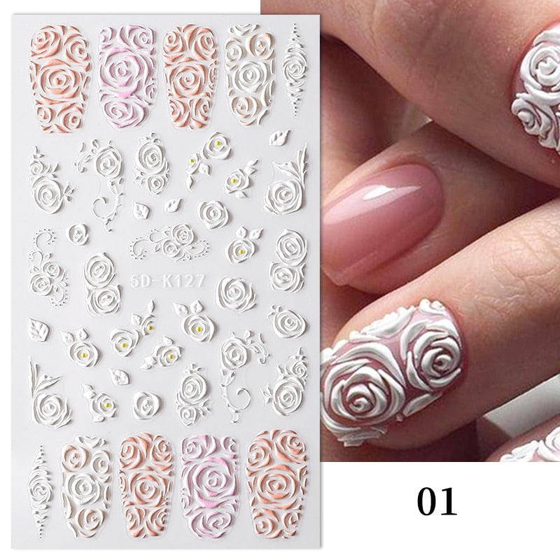 Qfdian christmas decor ideas nightmare before christmas 1PC 5D Nail Stickers Winter Santa Claus Self-Adhesive Slider Nail Art Decorations Christmas Snow Decals Manicure Accessories