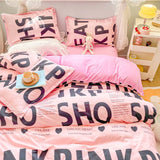 Grey Bedding Set Soft Duvet Cover Flat Sheet Pillowcase Bed Linens Single Full Dormitory Bedroom Home Textile