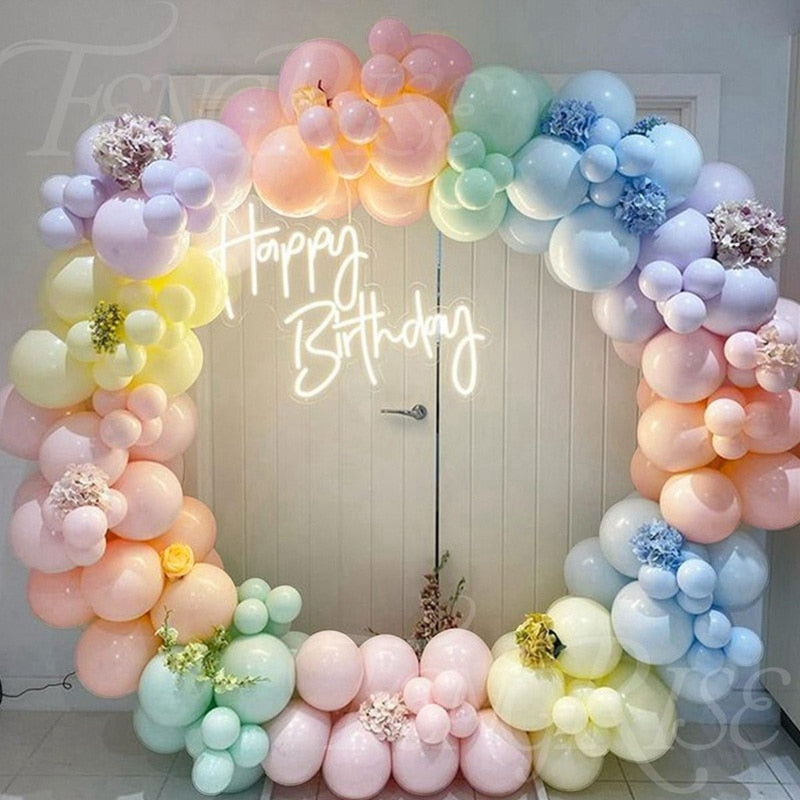 Qfdian halloween decorations christmas decorations Macaron Balloons Garland Latex Ballons Arch Happy Birthday Party Decor Kids Adult Wedding Baloon Chain Baby Shower Balon