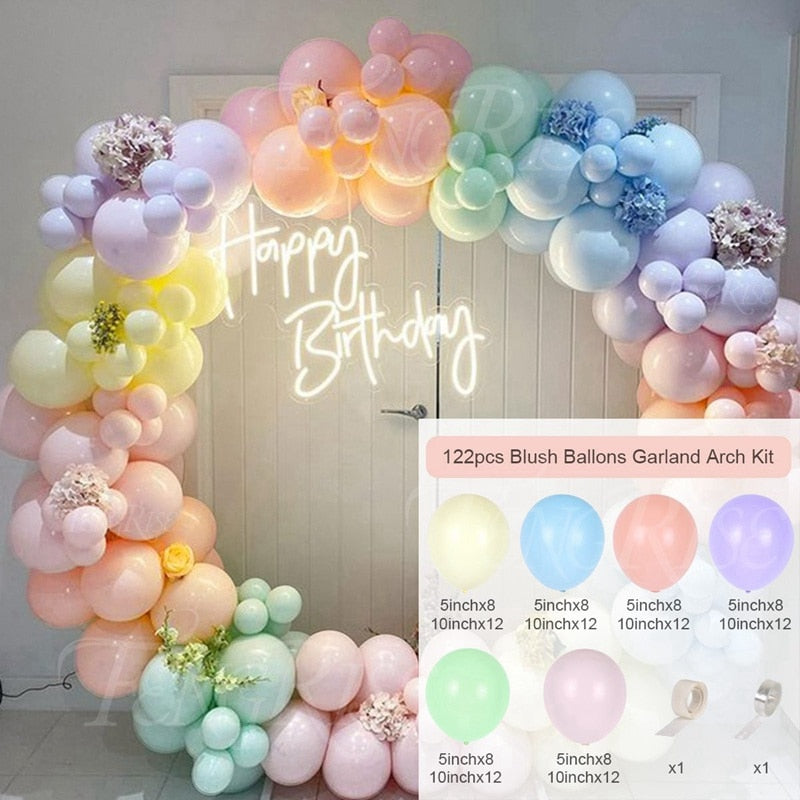 Qfdian halloween decorations christmas decorations Macaron Balloons Garland Latex Ballons Arch Happy Birthday Party Decor Kids Adult Wedding Baloon Chain Baby Shower Balon